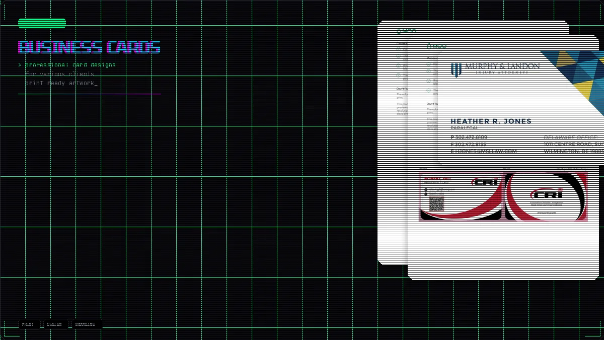 Business Cards — Various Clients