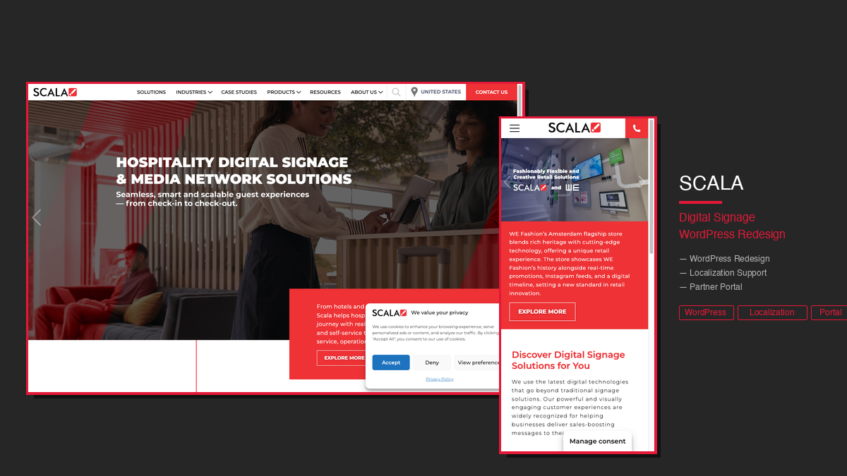 Scala — Digital Signage WordPress Redesign